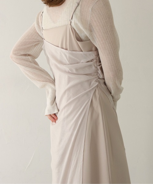 CLEIO（クレイオ）の「【CLEIO】-オケージョン/結婚式- ドレープシアーレイヤードキャミワンピース Draped sheer layered cami dress/980-11625（ワンピース・レディース・ベージュ/ブラック/アイボリー・FREE）」の10枚目の写真