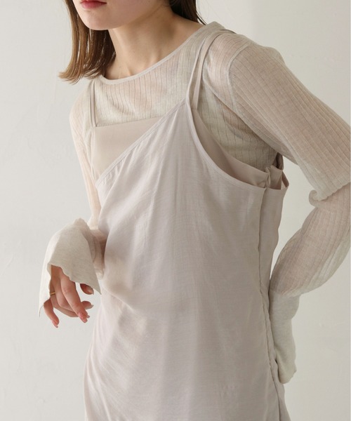 CLEIO（クレイオ）の「【CLEIO】-オケージョン/結婚式- ドレープシアーレイヤードキャミワンピース Draped sheer layered cami dress/980-11625（ワンピース・レディース・ベージュ/ブラック/アイボリー・FREE）」の8枚目の写真