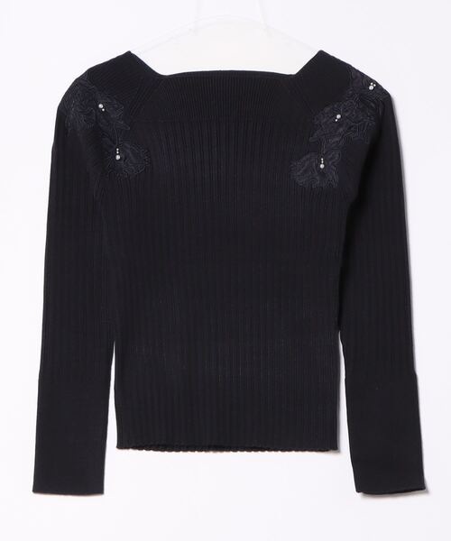 SWINGLE(スウィングル)の「カットワーク刺繍スクエアネックニットプルオーバー(ニット/セーター・レディース・ラベンダー/ピンク/オフホワイト/ネイビー・MEDIUM)」の9枚目の写真