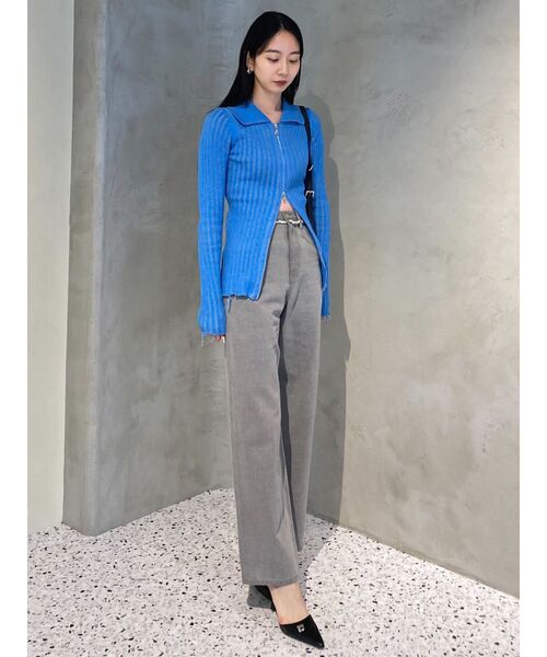 EMODA(エモダ)の「クラッシュリブジップフィットニット(ニット/セーター・レディース・オレンジ/アイボリー/ブラック/ブルー・FREE)」の9枚目の写真