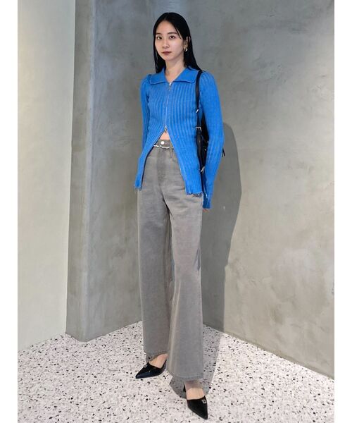 EMODA(エモダ)の「クラッシュリブジップフィットニット(ニット/セーター・レディース・オレンジ/アイボリー/ブラック/ブルー・FREE)」の10枚目の写真