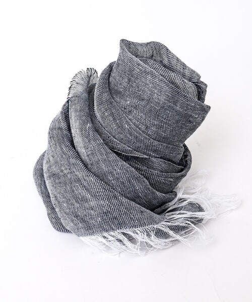 NOLLEY'S goodman(ノーリーズグッドマン)の「リネンシャンブレーストール イタリア製(ストール/ショール・メンズ・ネイビー/ブルー系その他・FREE)」の6枚目の写真