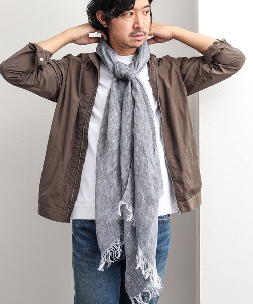 NOLLEY'S goodman(ノーリーズグッドマン)の「リネンシャンブレーストール イタリア製(ストール/ショール・メンズ・ネイビー/ブルー系その他・FREE)」の15枚目の写真