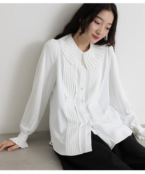 somari imagination（ソマリ イマジネーション）の「『ピンタックプリーツブラウス』（シャツ/ブラウス・レディース・オフホワイト/ブラック・1/2）」の16枚目の写真