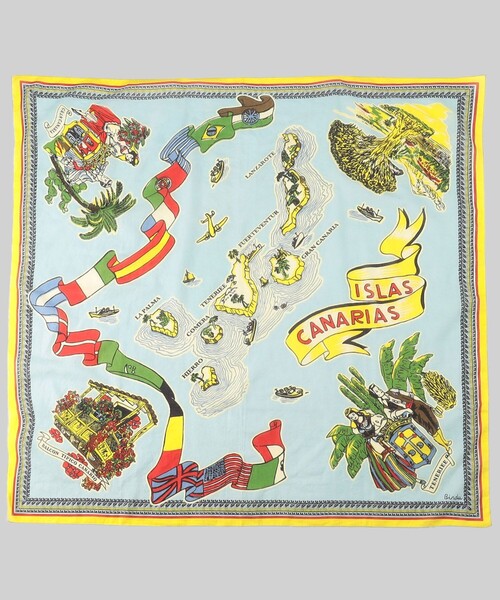 FREAK'S STORE(フリークスストア)の「Bindu/ビンドゥー Canary Islands Map Scarf/カナリーアイランド マッププリント スカーフ(バンダナ/スカーフ・レディース・サックスブルー・ONE SIZE)」の1枚目の写真