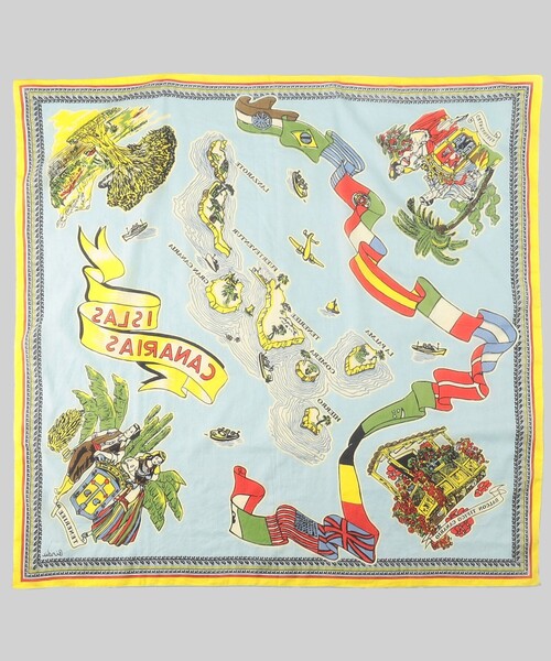 FREAK'S STORE(フリークスストア)の「Bindu/ビンドゥー Canary Islands Map Scarf/カナリーアイランド マッププリント スカーフ(バンダナ/スカーフ・レディース・サックスブルー・ONE SIZE)」の2枚目の写真