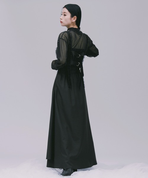 Ellno de Mavie スカート ブラック Ellno de Mavie スカート ウエストジャガードタックスカート