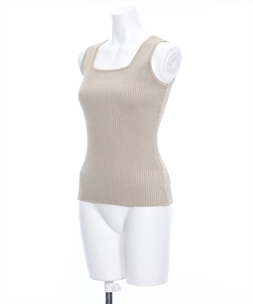 clear(クリア)の「前後2WAYタンクリブニットトップス(タンクトップ・レディース・ブラック/グレイッシュベージュ/ピンク/グリーン/オフホワイト・F)」の6枚目の写真