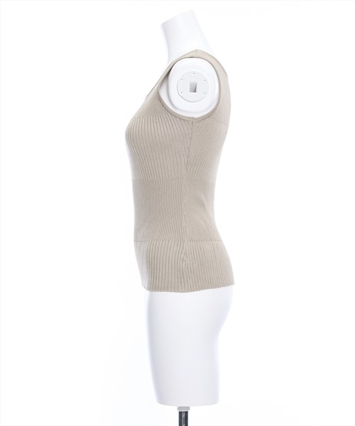 clear(クリア)の「前後2WAYタンクリブニットトップス(タンクトップ・レディース・ブラック/グレイッシュベージュ/ピンク/グリーン/オフホワイト・F)」の7枚目の写真