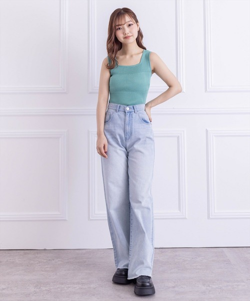 clear(クリア)の「前後2WAYタンクリブニットトップス(タンクトップ・レディース・ブラック/グレイッシュベージュ/ピンク/グリーン/オフホワイト・F)」の12枚目の写真