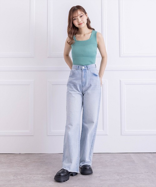 clear(クリア)の「前後2WAYタンクリブニットトップス(タンクトップ・レディース・ブラック/グレイッシュベージュ/ピンク/グリーン/オフホワイト・F)」の13枚目の写真