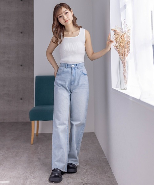 clear(クリア)の「前後2WAYタンクリブニットトップス(タンクトップ・レディース・ブラック/グレイッシュベージュ/ピンク/グリーン/オフホワイト・F)」の17枚目の写真