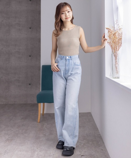 clear(クリア)の「前後2WAYタンクリブニットトップス(タンクトップ・レディース・ブラック/グレイッシュベージュ/ピンク/グリーン/オフホワイト・F)」の18枚目の写真