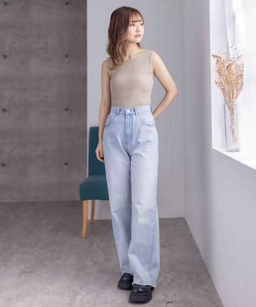 clear(クリア)の「前後2WAYタンクリブニットトップス(タンクトップ・レディース・ブラック/グレイッシュベージュ/ピンク/グリーン/オフホワイト・F)」の19枚目の写真