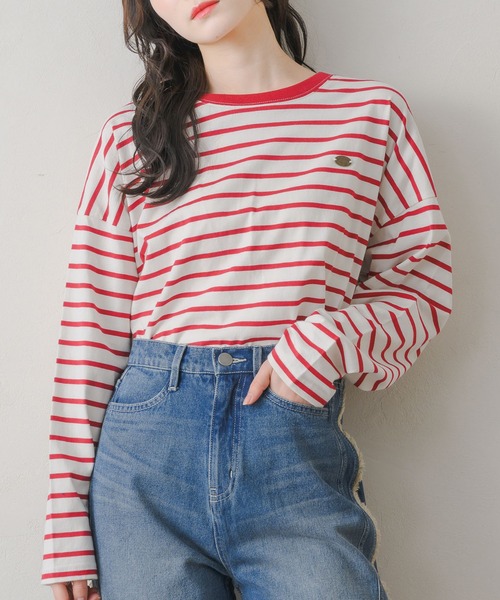 RETRO GIRL(レトロガール)の「ボーダーロンTEE(Tシャツ/カットソー・レディース・オフホワイト/レッド/ダークブルー・FREE)」の3枚目の写真