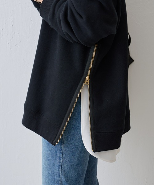 BEARDSLEY(ビアズリー)の「サイドジップ裏毛プルオーバー(スウェット・レディース・ピンク/ブラック・FREE)」の14枚目の写真