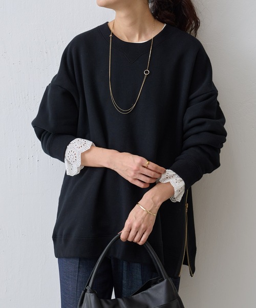 BEARDSLEY(ビアズリー)の「サイドジップ裏毛プルオーバー(スウェット・レディース・ピンク/ブラック・FREE)」の17枚目の写真