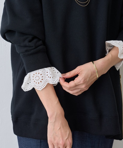 BEARDSLEY(ビアズリー)の「サイドジップ裏毛プルオーバー(スウェット・レディース・ピンク/ブラック・FREE)」の18枚目の写真