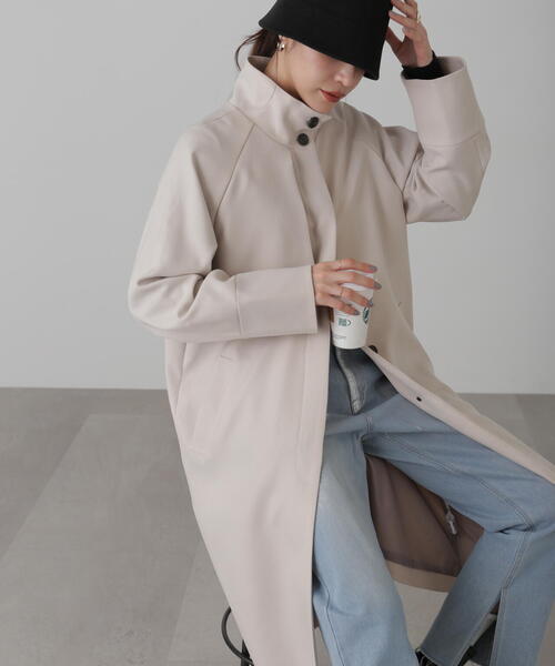 FREE'S MART（フリーズマート）の「ポリエステルツイルスタンドネックコート（トレンチコート・レディース・グレー/ブラック/ホワイト・FREE）」の2枚目の写真