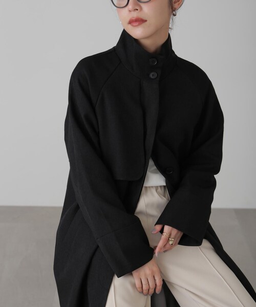 FREE'S MART（フリーズマート）の「ポリエステルツイルスタンドネックコート（トレンチコート・レディース・グレー/ブラック/ホワイト・FREE）」の7枚目の写真