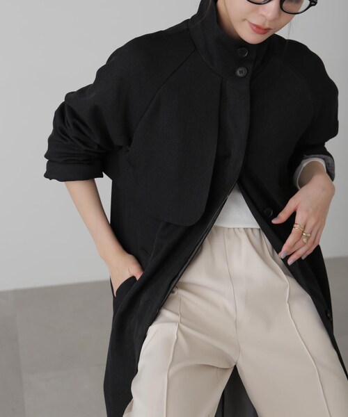 FREE'S MART（フリーズマート）の「ポリエステルツイルスタンドネックコート（トレンチコート・レディース・グレー/ブラック/ホワイト・FREE）」の8枚目の写真