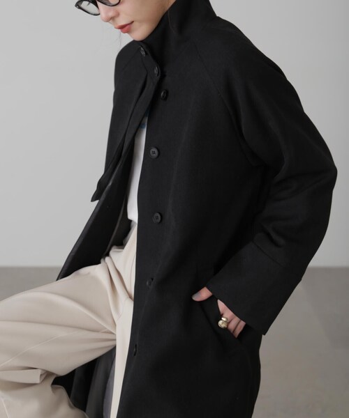 FREE'S MART（フリーズマート）の「ポリエステルツイルスタンドネックコート（トレンチコート・レディース・グレー/ブラック/ホワイト・FREE）」の9枚目の写真