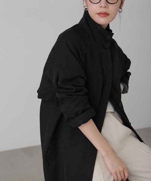 FREE'S MART（フリーズマート）の「ポリエステルツイルスタンドネックコート（トレンチコート・レディース・グレー/ブラック/ホワイト・FREE）」の11枚目の写真