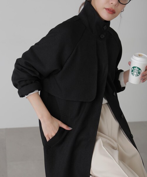 FREE'S MART（フリーズマート）の「ポリエステルツイルスタンドネックコート（トレンチコート・レディース・グレー/ブラック/ホワイト・FREE）」の13枚目の写真