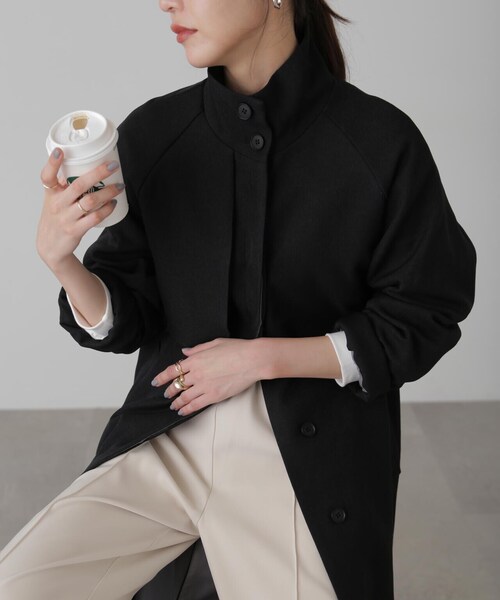 FREE'S MART（フリーズマート）の「ポリエステルツイルスタンドネックコート（トレンチコート・レディース・グレー/ブラック/ホワイト・FREE）」の16枚目の写真