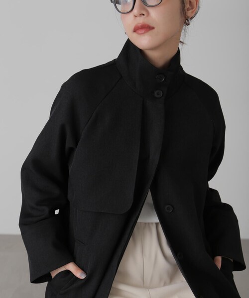 FREE'S MART（フリーズマート）の「ポリエステルツイルスタンドネックコート（トレンチコート・レディース・グレー/ブラック/ホワイト・FREE）」の18枚目の写真