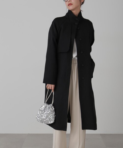 FREE'S MART（フリーズマート）の「ポリエステルツイルスタンドネックコート（トレンチコート・レディース・グレー/ブラック/ホワイト・FREE）」の19枚目の写真