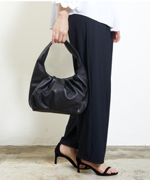 Sunny Side（サニーサイド）の「SUNNY SIDE:ギャザー　ワンハンドルバッグ 　シルバー　ブラック　ブラウン（ハンドバッグ）」