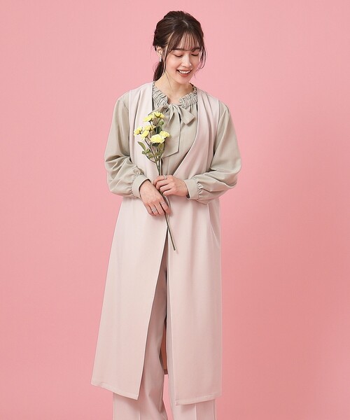 DRESKIP（ドレスキップ）の「◆【セットアップ可/イージーケア/UVカット】ストレッチロングジレ（ベスト・レディース・キャメル/ブラック/ライトベージュ・02/03/04）」の2枚目の写真