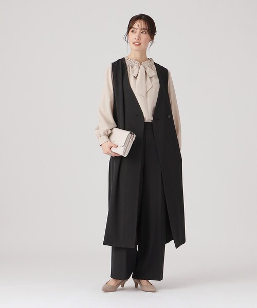 DRESKIP（ドレスキップ）の「◆【セットアップ可/イージーケア/UVカット】ストレッチロングジレ（ベスト・レディース・キャメル/ブラック/ライトベージュ・02/03/04）」の12枚目の写真