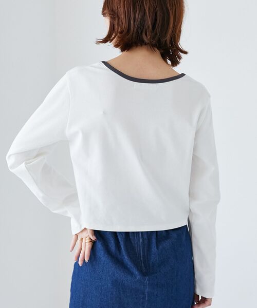 MAJESTIC LEGON(マジェスティックレゴン)の「スクエアネックバイカラーロンT(Tシャツ/カットソー・レディース・チャコールグレー/オフホワイト/ブラック・MEDIUM)」の12枚目の写真