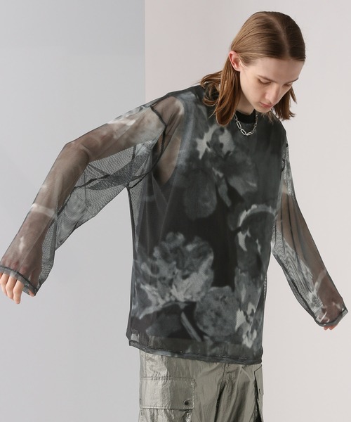 HARE(ハレ)の「BLUR-FLOWERシアーカットソー(HARE)(Tシャツ/カットソー・メンズ・ホワイト/ブラック/ブルー・FREE)」の8枚目の写真