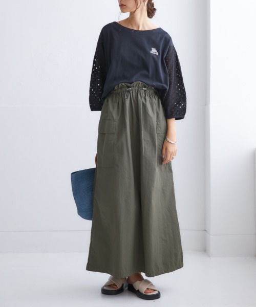 nissen（ニッセン）の「ドロストカーゴスカート（スカート・レディース・ブラック/カーキ・M/L/LL/S）」の18枚目の写真