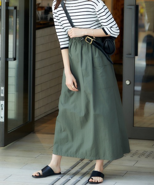 nissen（ニッセン）の「ドロストカーゴスカート（スカート・レディース・ブラック/カーキ・M/L/LL/S）」の9枚目の写真