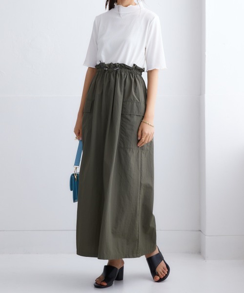 nissen（ニッセン）の「ドロストカーゴスカート（スカート・レディース・ブラック/カーキ・M/L/LL/S）」の4枚目の写真