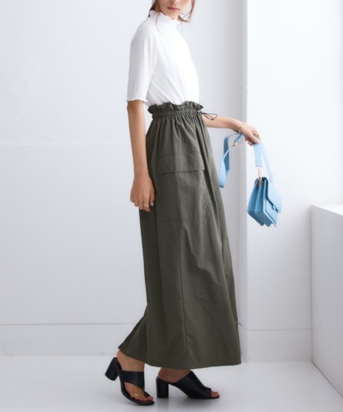 nissen（ニッセン）の「ドロストカーゴスカート（スカート・レディース・ブラック/カーキ・M/L/LL/S）」の5枚目の写真