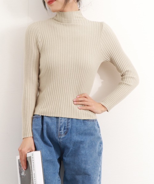 Miniministore(ミニミニストア)の「ボトルネックリブニットトップスレディース(ニット/セーター・レディース・ブラウン/ベージュ/ブラック/グレー/ワインレッド/ホワイト/アイボリー/ダークグリーン/キャメル・FREE)」の19枚目の写真