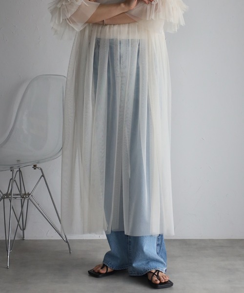 r.（アールドット）の「チュール　フリルスリーブワンピース（ワンピース・レディース・ブラック/アイボリー/グレー/グレイッシュベージュ・FREE）」の11枚目の写真