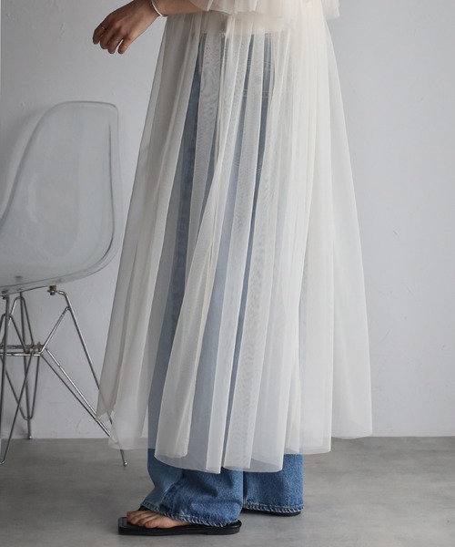 r.（アールドット）の「チュール　フリルスリーブワンピース（ワンピース・レディース・ブラック/アイボリー/グレー/グレイッシュベージュ・FREE）」の12枚目の写真