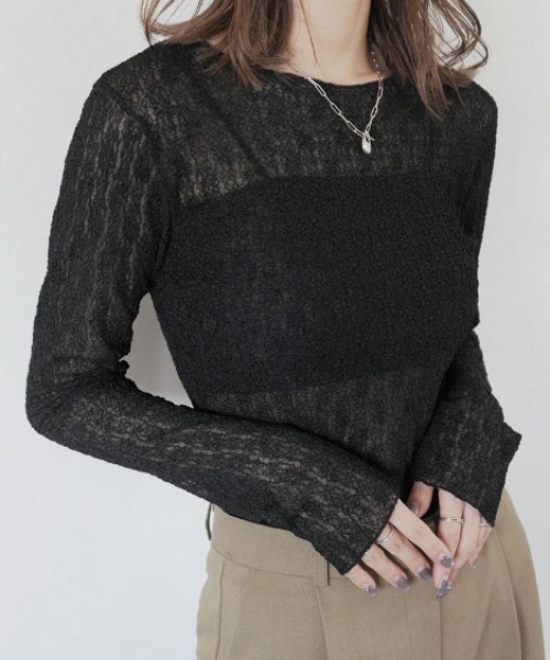 OMMO BLOCKING SHEER TOP シアートップス OMMO BLOCKING SHEER TOP シアートップス（OMMO tシャツ BALLOON