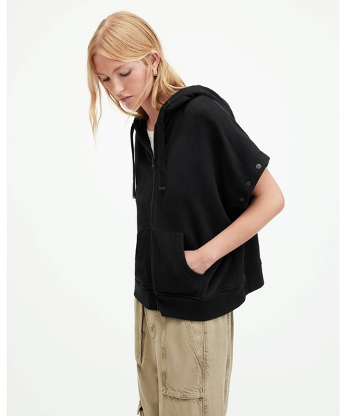 ALLSAINTS（オールセインツ）の「HELIS CHLO OVERSIZED ZIP UP HOODIE | HELIS CHLO オーバーサイズ ジップ アップ フーディー（パーカー・レディース・ブラック・S/M/L/XS）」の5枚目の写真