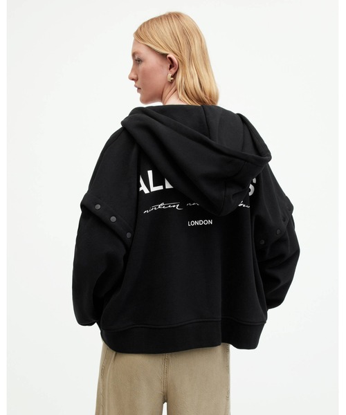 ALLSAINTS（オールセインツ）の「HELIS CHLO OVERSIZED ZIP UP HOODIE | HELIS CHLO オーバーサイズ ジップ アップ フーディー（パーカー・レディース・ブラック・S/M/L/XS）」の6枚目の写真