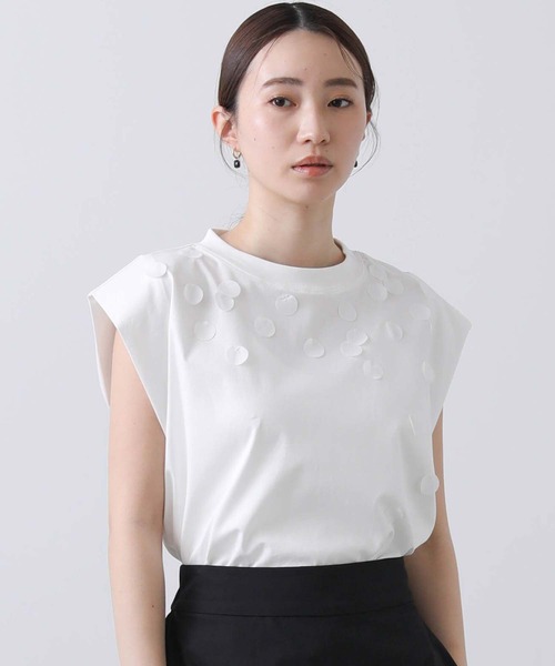 Liyoca（リヨカ）の「Ｃペタルクルーカットソー（Tシャツ/カットソー・レディース・オフホワイト/ブラック・FREE）」の2枚目の写真