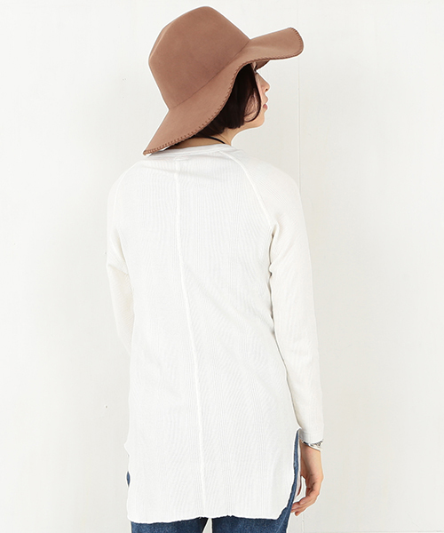 BEAMS BOY（ビームスボーイ）の「Healthknit / ラグラン ロング サーマル（Tシャツ/カットソー・レディース・グレー/ネイビー/ホワイト・ONE SIZE）」の5枚目の写真