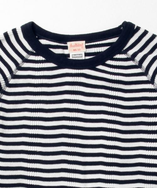 BEAMS BOY（ビームスボーイ）の「Healthknit / ラグラン ロング サーマル（Tシャツ/カットソー・レディース・グレー/ネイビー/ホワイト・ONE SIZE）」の15枚目の写真