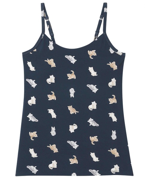 une nana cool（ウンナナクール）の「猫プリント カップ付きキャミソール（その他アンダーウェア/インナー・レディース・ネイビー/クリーム/ベビーピンク・L/M）」の2枚目の写真